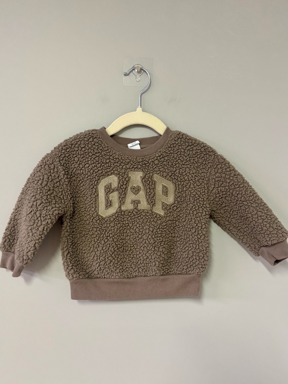 GAP Brown Sherpa Logo Pullover Hoodie